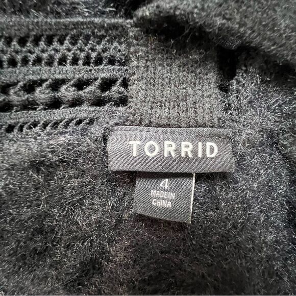 Torrid Crochet Trim Drop Shoulder Fuzzy Sweater Open Back 4X - Picture 7 of 11